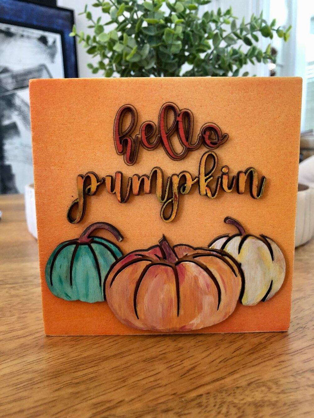 Hello Pumpkin: Handmade Wall Art, Home Decor for Autumn & Fall, Handmade